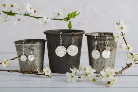 Sun Ray Disc Earrings with Labradorite