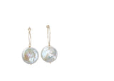 Coin Pearl Hoop Earrings - Gold Filled