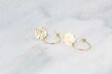 Mini Open Hoop Earrings with Sun Ray Disc