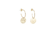 Mini Open Hoop Earrings with Sun Ray Disc