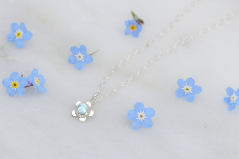 Forget Me Not Pendant with Blue Topaz