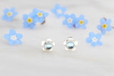 Forget Me Not Stud Earrings with Blue Topaz