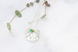 Monstera Pendant with Gemstone Cluster