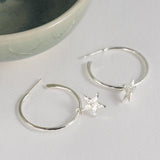 Open Hoop Earrings with Star Charms