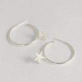 Open Hoop Earrings with Star Charms