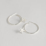 Open Hoop Earrings with Star Charms