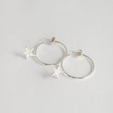 Open Hoop Earrings with Star Charms