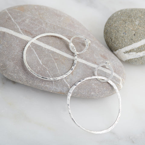 Earrings Double Pebble Hoops- extra large