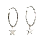 Open Hoop Earrings with Star Charms