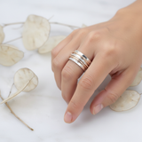 Triple Banded Spinner Ring on hand