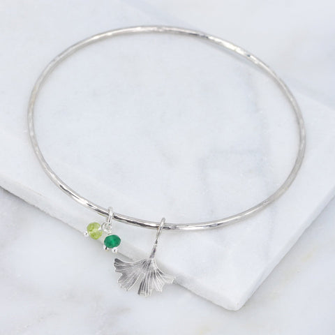 Ginkgo Bangle with Gemstones