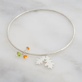Oak Leaf Bangle with Autumn Gemstones