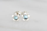 Forget Me Not Stud Earrings with Blue Topaz