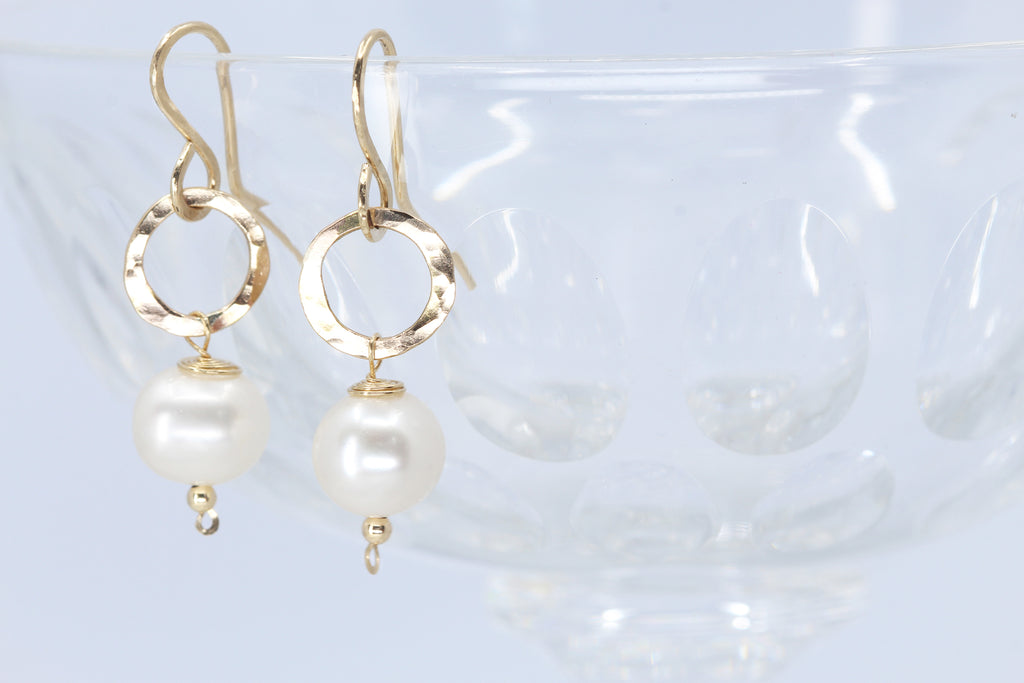 Pebble Hoop Pearl Drop Earrings