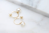 Mini Open Hoop Earrings with Pearls