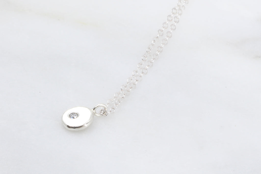 Tiny Pebble Pendant with Cubic Zirconia - Oorla Jewellery. Contemporary ...
